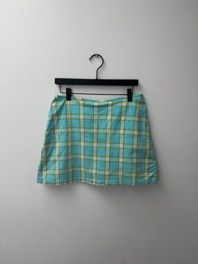 City Streets Aqua and Yellow Plaid Mini Skort